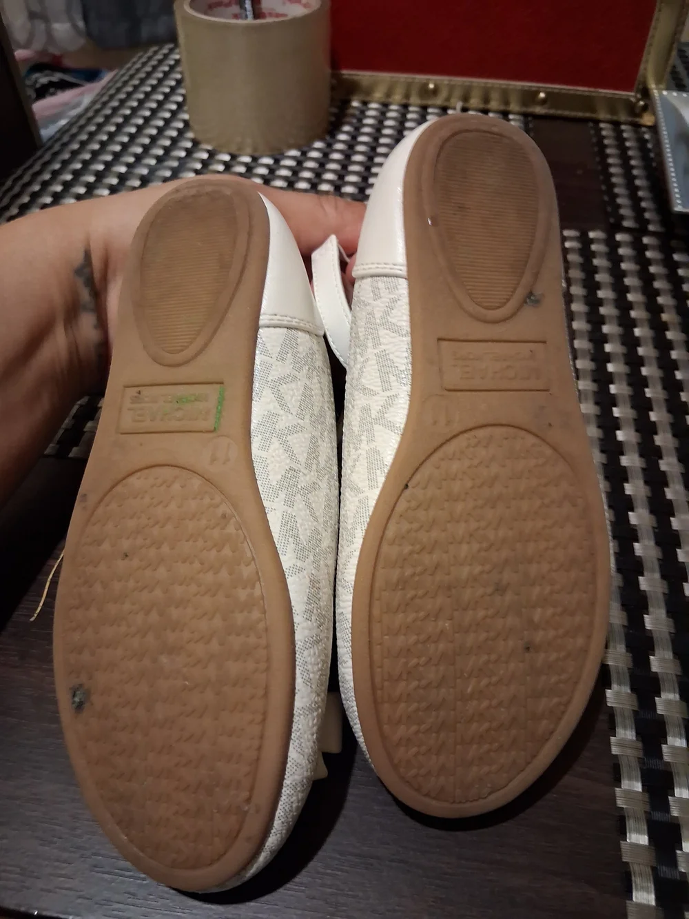 Michael Kors Girls White Logo Bow Moccasins